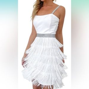 Women's Strappy Layered Fringe Cami Midi Dress